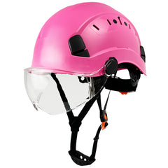 Adjustable Safety Hard Hat ANSI Z89.1 Approved ABS Comfortable Helmet with Clear Retractable Visor 6-Point Harness for Construction Industrial Outdoor