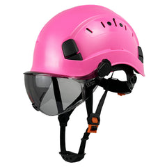 Adjustable Safety Hard Hat ANSI Z89.1 Approved ABS Comfortable Helmet with Clear Retractable Visor 6-Point Harness for Construction Industrial Outdoor