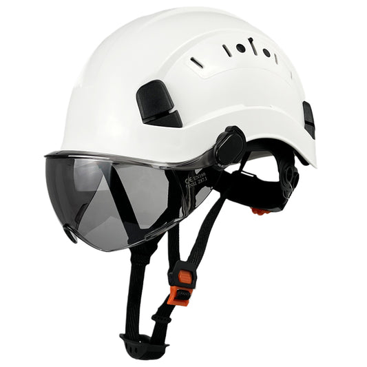 Adjustable Safety Hard Hat ANSI Z89.1 Approved ABS Comfortable Helmet with Clear Retractable Visor 6-Point Harness for Construction Industrial Outdoor